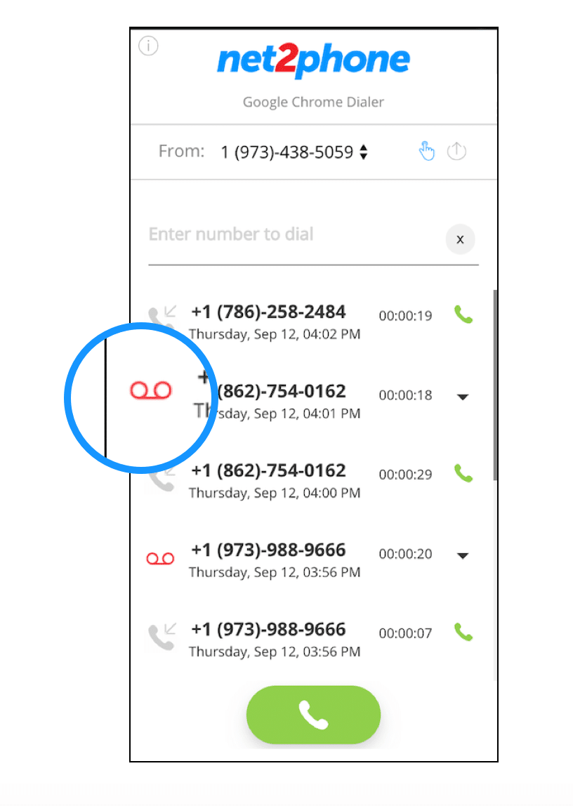 what the call log and voicemail UI looks like