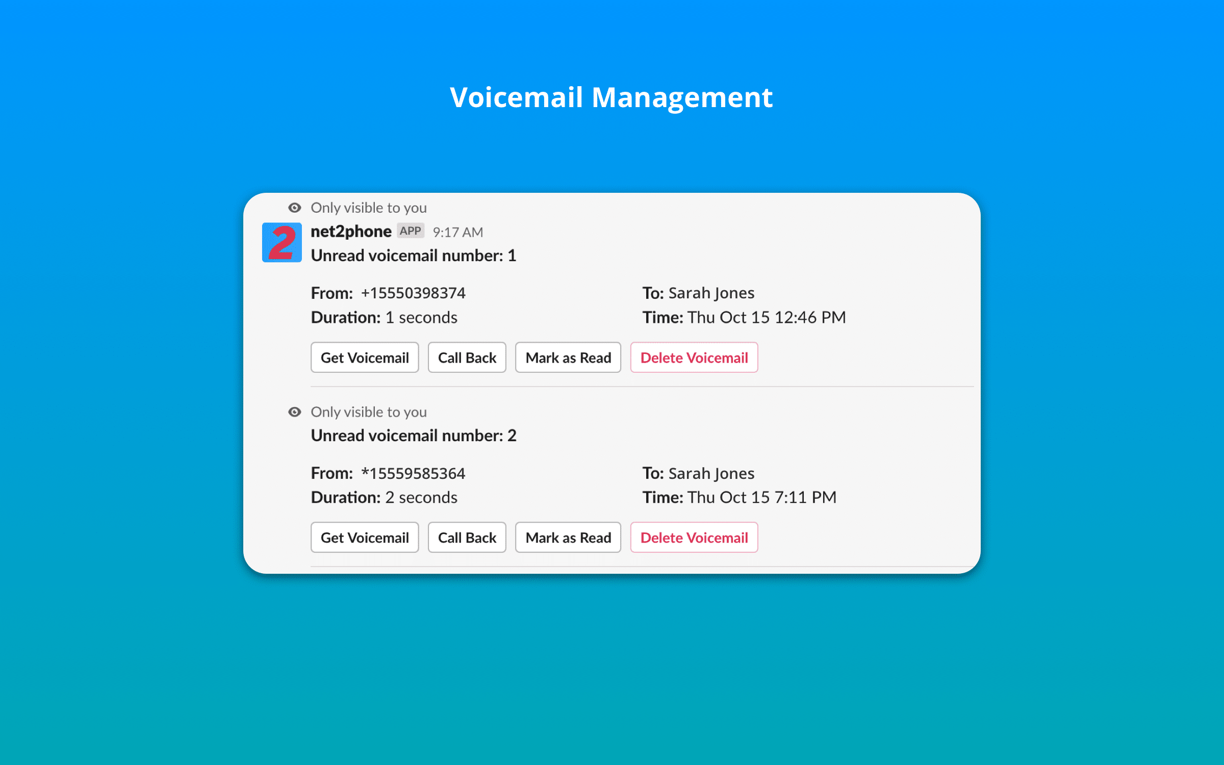 net2phone slack voicemail notifications