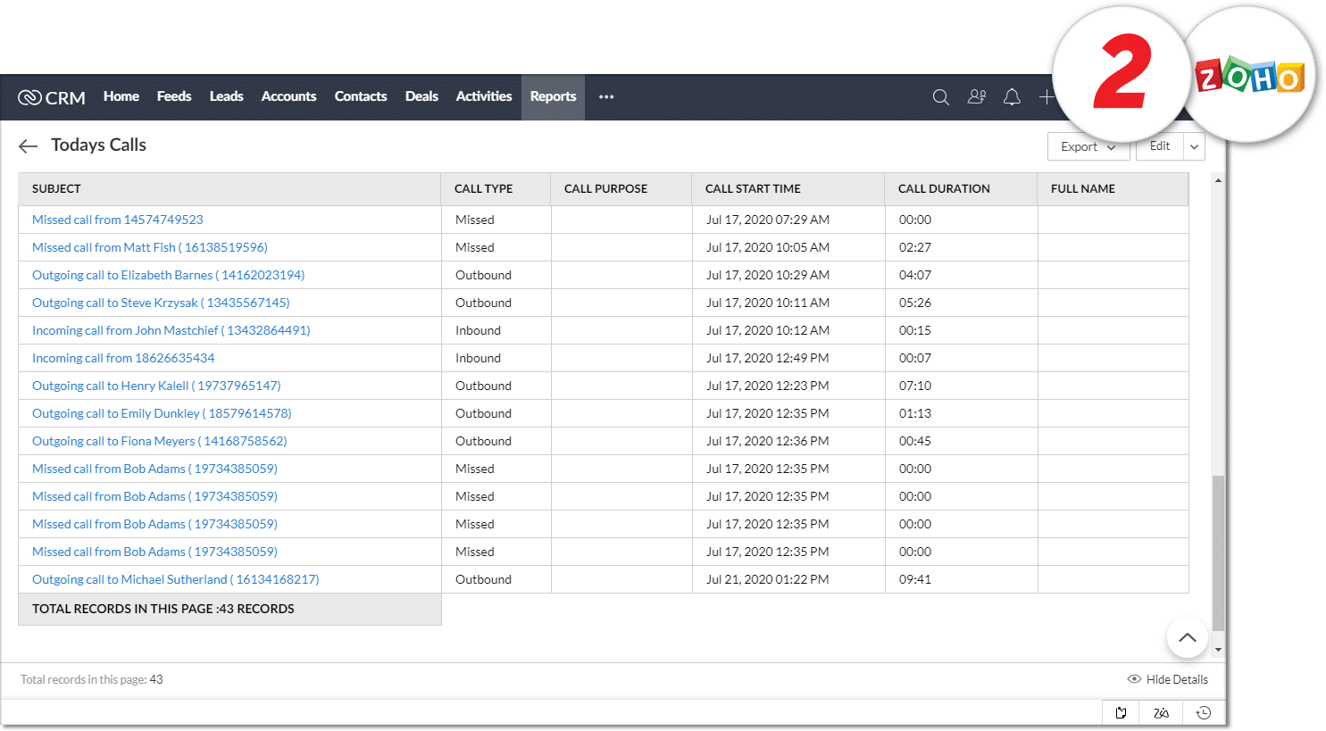 zoho detailed reporting