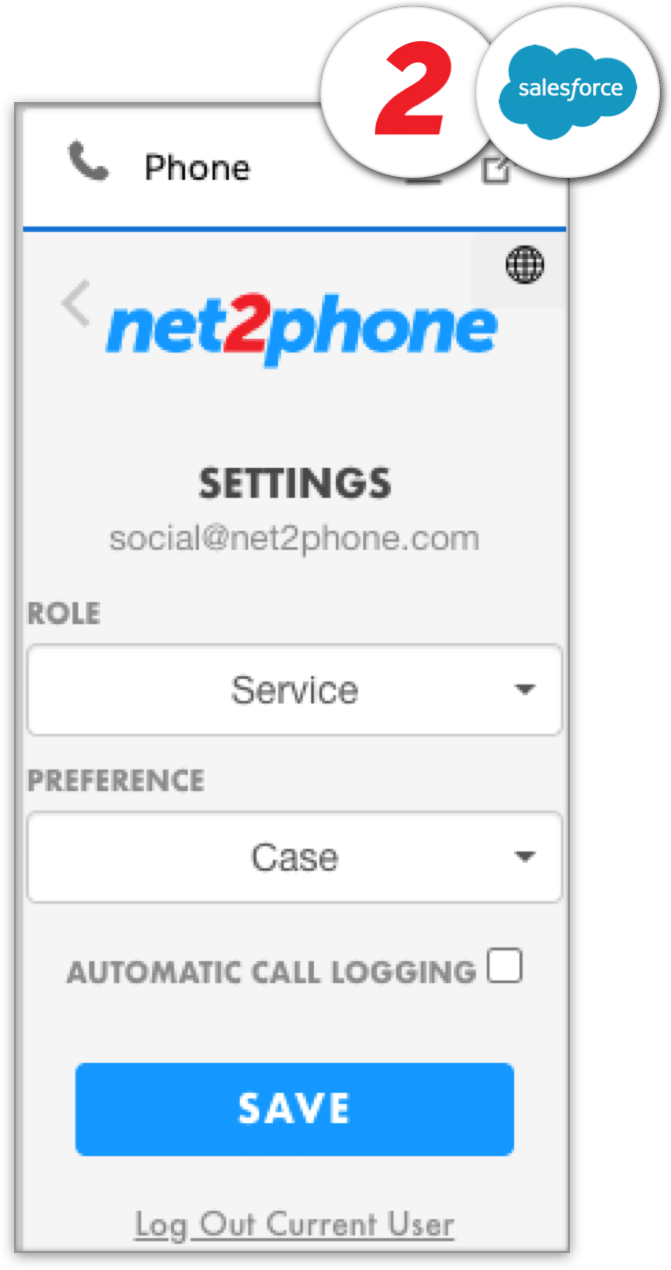 configure net2phone settings for salesforce